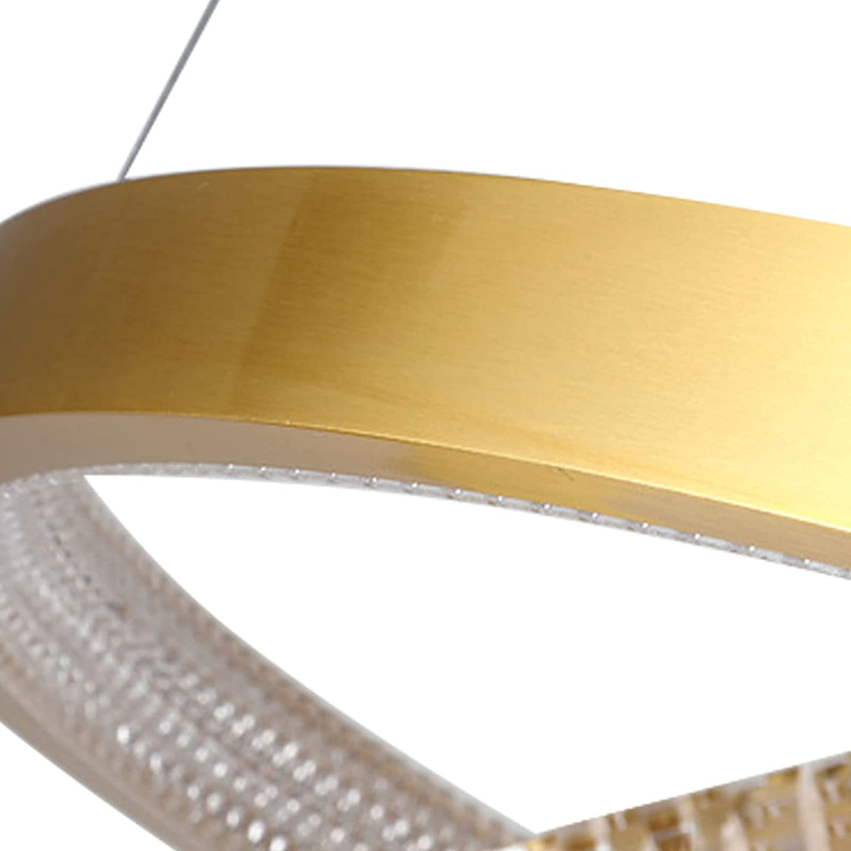 Modern 2 LED Circular Rings Crystal Pendent Light 3000K Single Color for Living Room