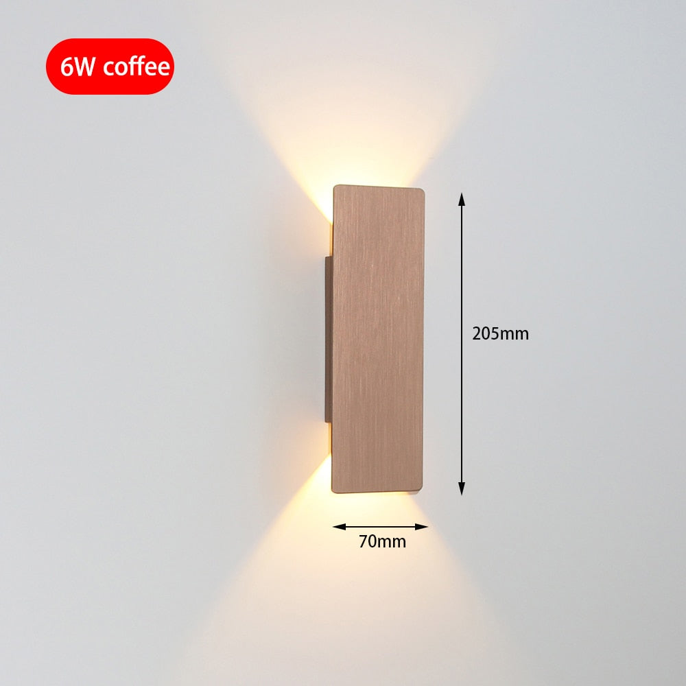 Modern Simple 6W LED Indoor Wall Lamp Bedroom Living Room Home Lighting Aisle Corridor Decoration Aluminum Wall Light AC85-265V