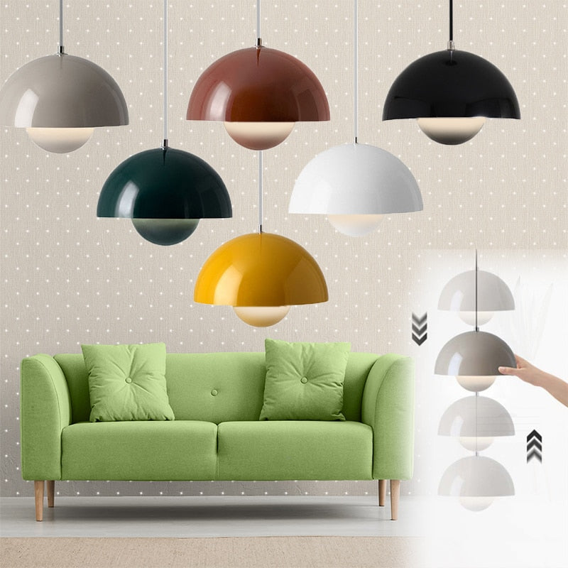 LED Flower Bud Chandelier Pendant Lamp Denmark Flower Bud Ceiling Lamp Cellular Metal Chandelier Black Semicircular Hanging Lamp