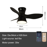 32 Inch Surface Mounted Mini Ceilings Fan with LED Lights and Remote Soft Wind for Children Room Powerful DC Motor AC 100-240V