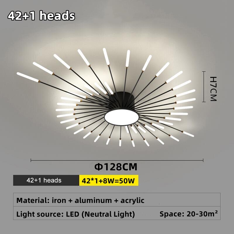 Led Firework Chandelier Dimmable For Living Room Bedroom Modern Ceiling Chandelier Dining Room Ceiling Lamp With Remote Control