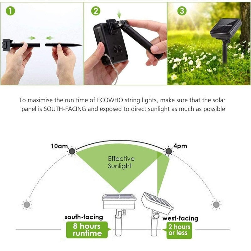 Solar String Fairy Lights 5m 50LED / 30M 300 LED Waterproof Outdoor Garland Solar Power Lamp Christmas For Garden Decoration