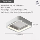 Modern Bladeless App Ceiling Fan Lamp For Foyer Bedroom Dining Remote Control Square Ventilator Electric Fan Room 220V LED Fan
