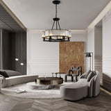 Black Frame Luxury Crystal Chandelier Pendant Light for Dining Room, Bedroom