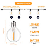 50FT LED G40 Ball String Lights Waterproof Outdoor Garden Garland String Lights Terrace Garden Pub Christmas Party Decoration
