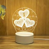 Romantic Love 3D Acrylic Led Lamp for Home Children's Night Light Table Lamp Birthday Party Decors Valentine's Day Bedside Lamp