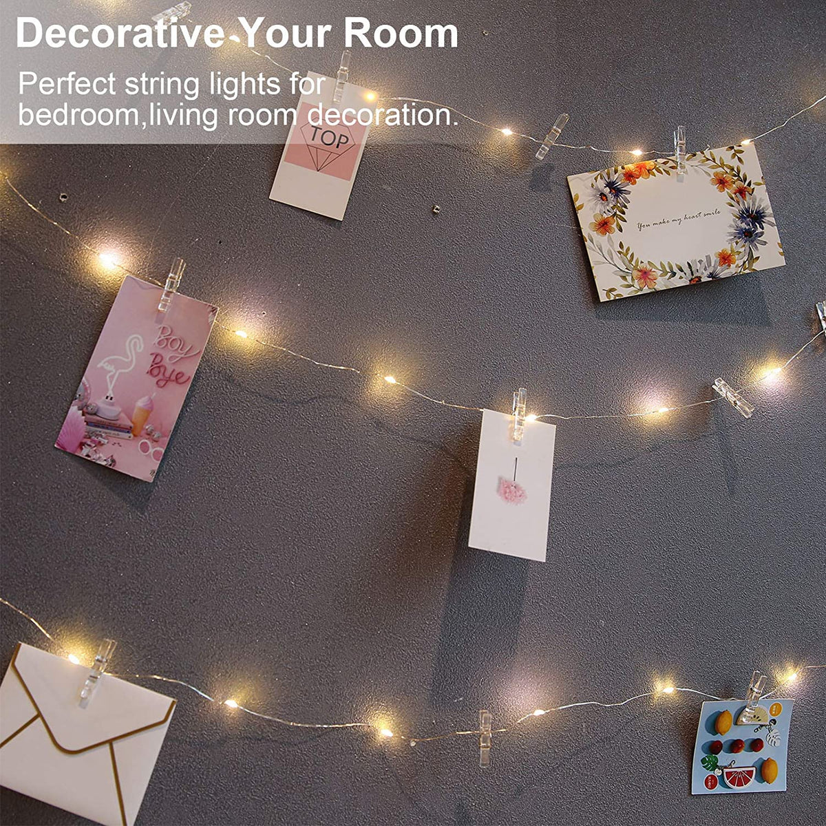 LED String Lights Photo Clip USB Battery Operated Garland Fairy Lamp Christmas Decoration Holiday Party Wedding Xmas Lighting