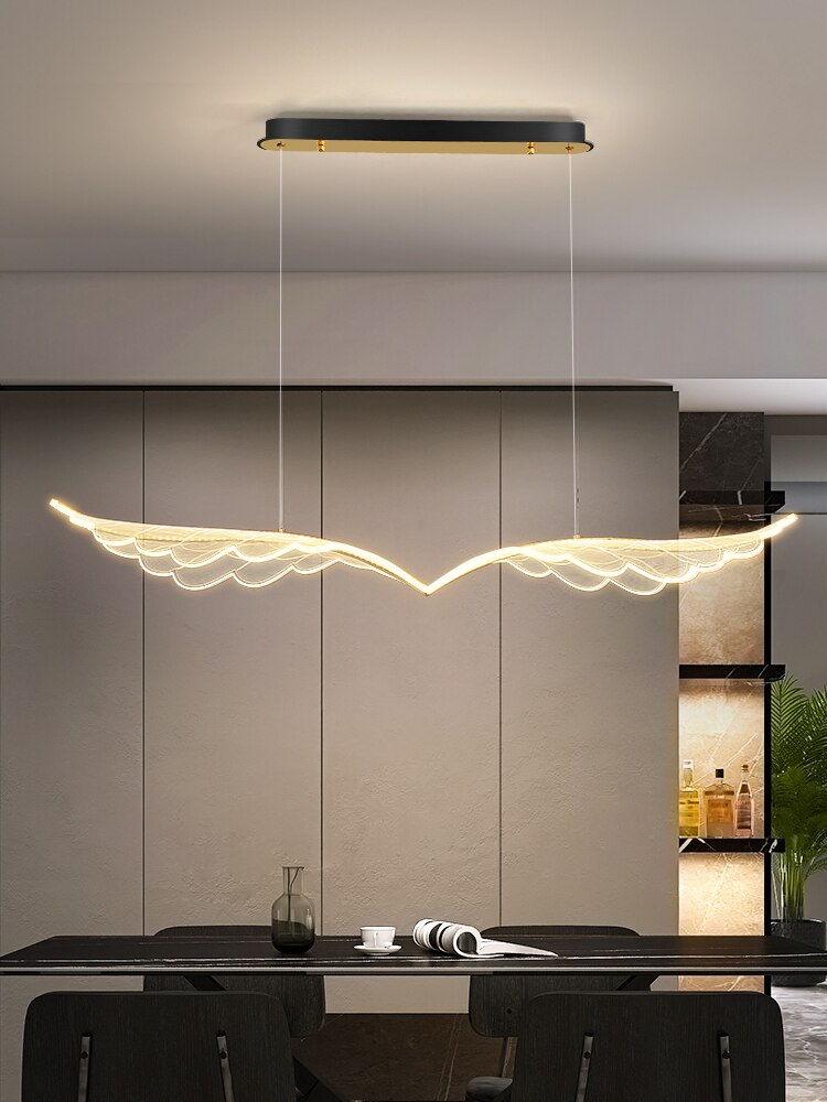 Dining Room Island LED Chandeliers Modern Novelty Restaurant Office Long Wing Pendant Lamp Bar Coffee Acrylic Art Hanging Lights