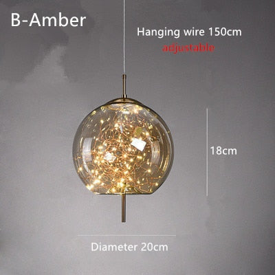 Nordic Net Red Bedside Chandelier Girl Light Luxury Long Line Personality Art Full Of Stars Hotel Bar Glass Small Chandelier