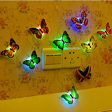 Hot Selling LED Colorful Changing Butterfly Glowing Wall Decals Night Light Lamp Home Decor DIY Fridge Magnets Party Desk Sticke