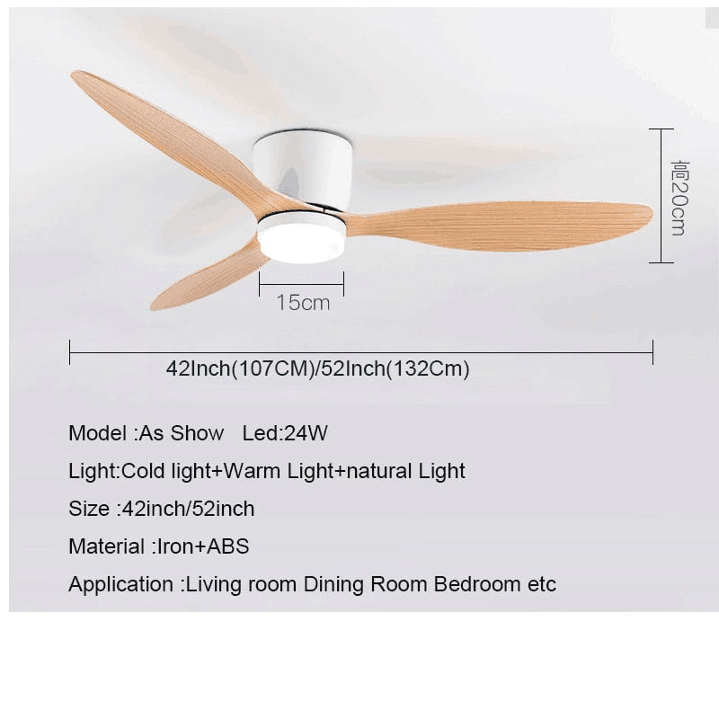 Low Floor Ceiling Fans Only 42 Inch 52 Remote Control Cooling Fans Lamp Design Ceiling Fan With Light White wood Black Color FAN