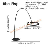 LED Floor Light Round Rings Style Modern Creative Living Room Fishing Floor Lamp Bedroom Bedside Lobby Vertical Lighting Fixture