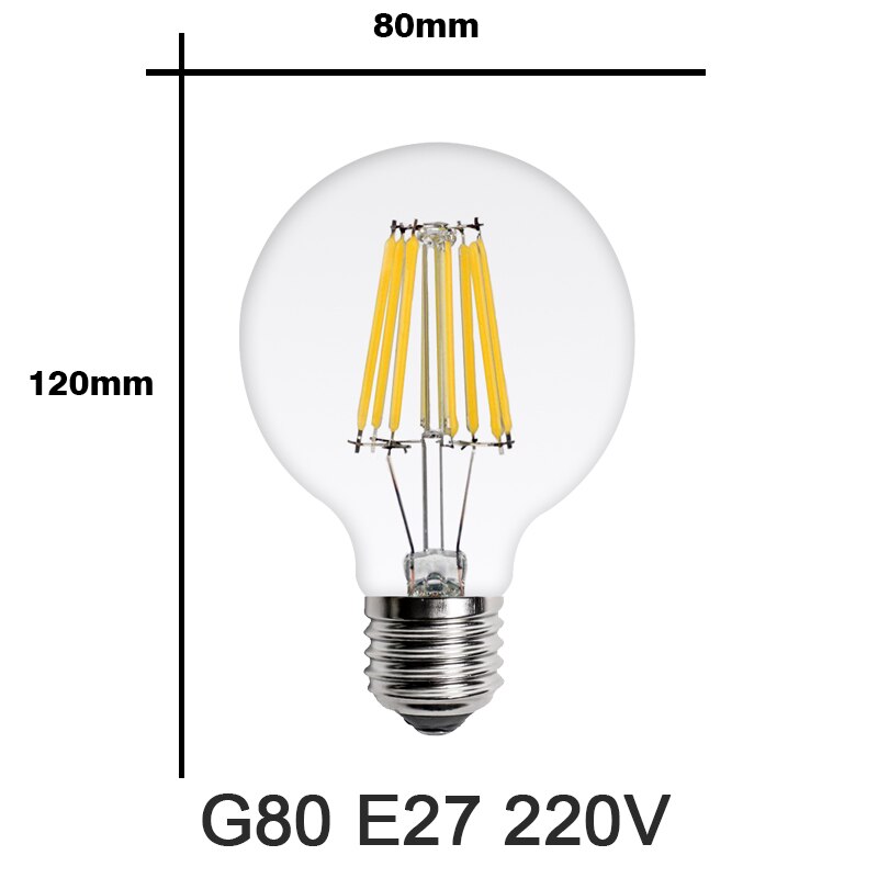 2Pcs E27 E14 Retro LED Edison Bulb 220V Light Bulb C35 A60 ST64 G45 G80 G95 Vintage LED Filament Lamp Glass Bulb Candle Light