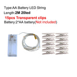 LED String Lights Photo Clip USB Battery Operated Garland Fairy Lamp Christmas Decoration Holiday Party Wedding Xmas Lighting