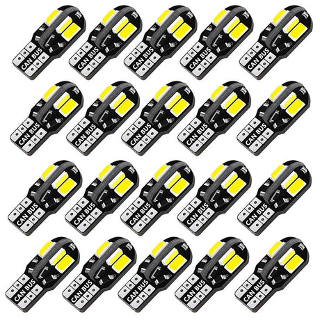 20PCS W5W T10 LED Bulbs Can bus 5730 8SMD 12V 6000K 194 168 LED Car Interior Map Dome Lights Parking Light Auto Signal Lamp Warm