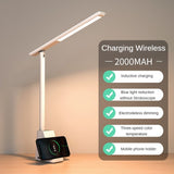 15W Wireless Quick-Charging Desk Light  Eye-Protecting LED Folding Plug-in Intelligent Desk Lamp For Work And Study Table Lamps