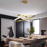 Modern 2 LED Circular Rings Crystal Pendent Light 3000K Single Color for Living Room