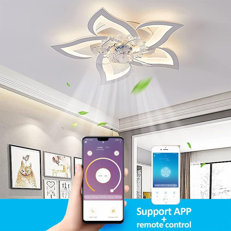 110 220V Ceiling Fans With Light Smart Switch Modern Led Ceiling Fan Lamp Minimalist For Living Room Bedroom Home Decors Fan Lamp