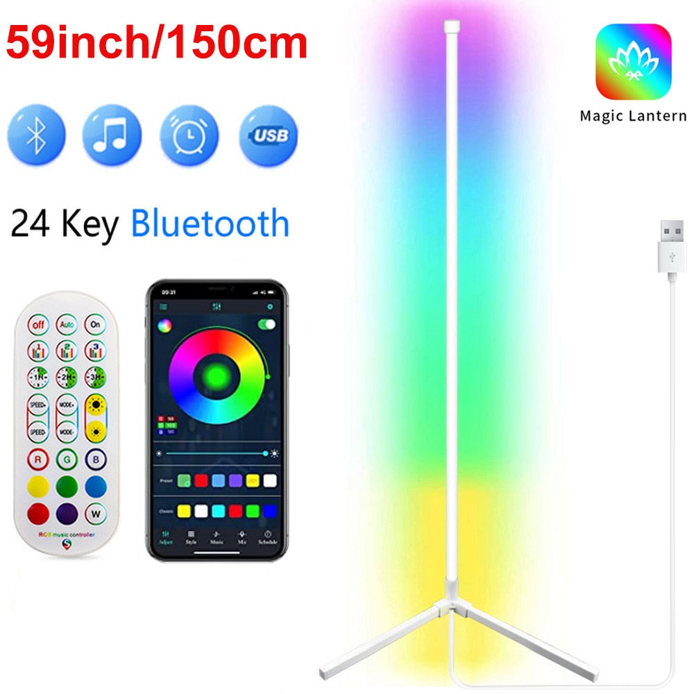 Living Room Dimmable Corner Floor Lamp 150cm Stand Tuya Smart RGB LED Mood Light for Bedroom Nordic Home Decor Interior lighting