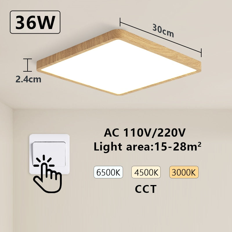MARPOU Tuya Smart LED Ceiling Lamp Wood Grain App Voice Control Alexa/Google Remote Control Square Ceiling Lights Living Room