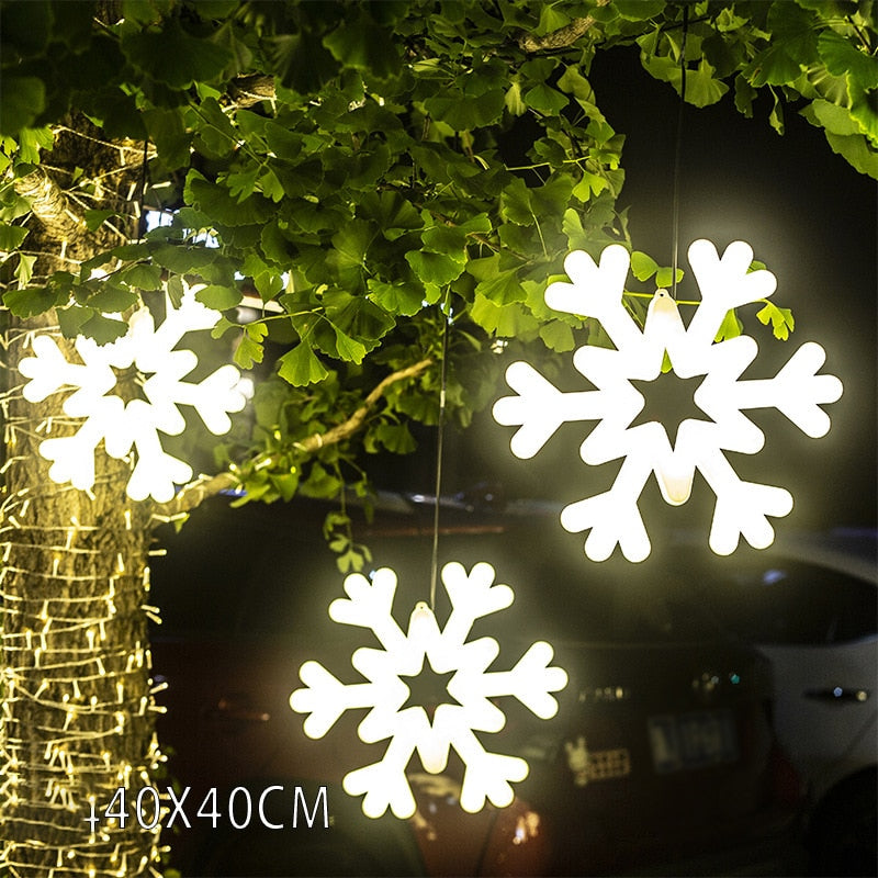40cm LED Outdoor Pendant Lights Snowflake Lamp Landscape Lighting Christmas Decoration 2023 Neon Night Light For Home Decoration