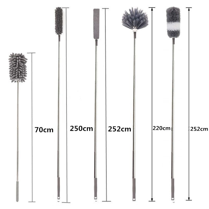 2023 Telescopic Cleaning Duster Brush Extended Long Crevice Spider Web Microfiber Brushes Bendable Household Dust Clean Remover
