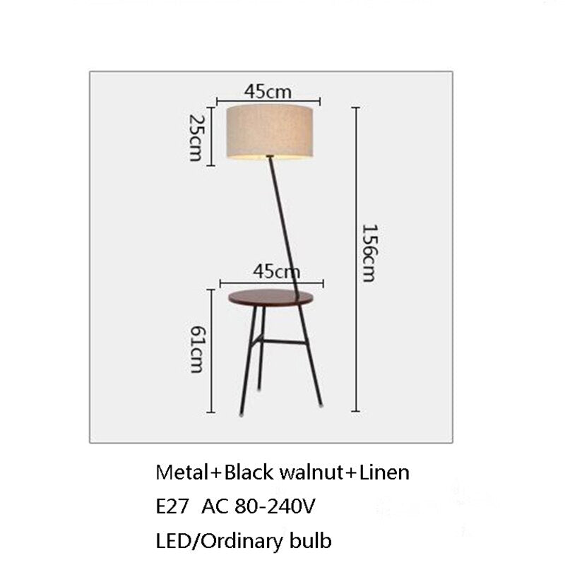Nordic modern solid wood&amp;cotton fabric lampshade floor lamp E27 220V coffee table floor lamp for living room bedroom hotel room