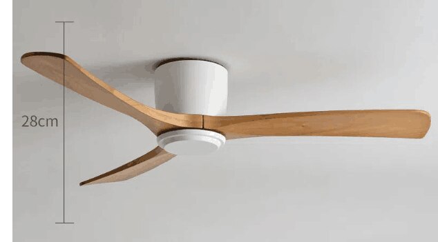 Low Floor Ceiling Fans 36 42 48 56 Inches Remote Control Fans Lamp Design Ceiling Fan With Light Wood+White DC Motor Led Fans