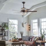 52 Inch 5 Blade Ceiling Fan with and Light Kit Included For Home Application Summer Cooling Fan Save Energy