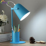 Nordic Iron Art LED Fashion Simple Desk Lamps Eye Protection Dimming Metal Pen Holder Table Lamp Living Room Bedroom Home Decor