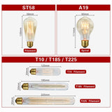 Retro Edison Bulb E27 220V 40W Light Bulb A60 ST58 ST64 T10 T45 T185 G80 G95 Filament Vintage Ampoule Incandescent Spiral Lamp