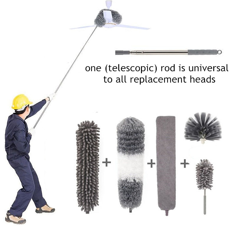 2023 Telescopic Cleaning Duster Brush Extended Long Crevice Spider Web Microfiber Brushes Bendable Household Dust Clean Remover