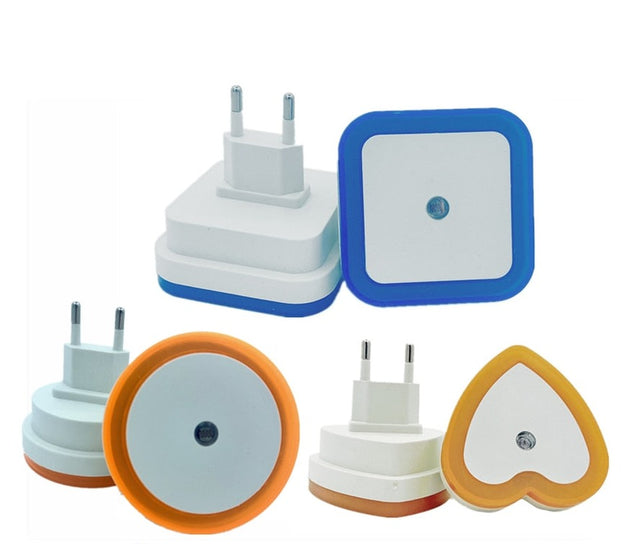 Mini LED Night Light EU/US Plug in Dusk to Dawn Sensor Wall Nights Lamp Square for Bedroom Hallway Stairs Corridor 85V-265V