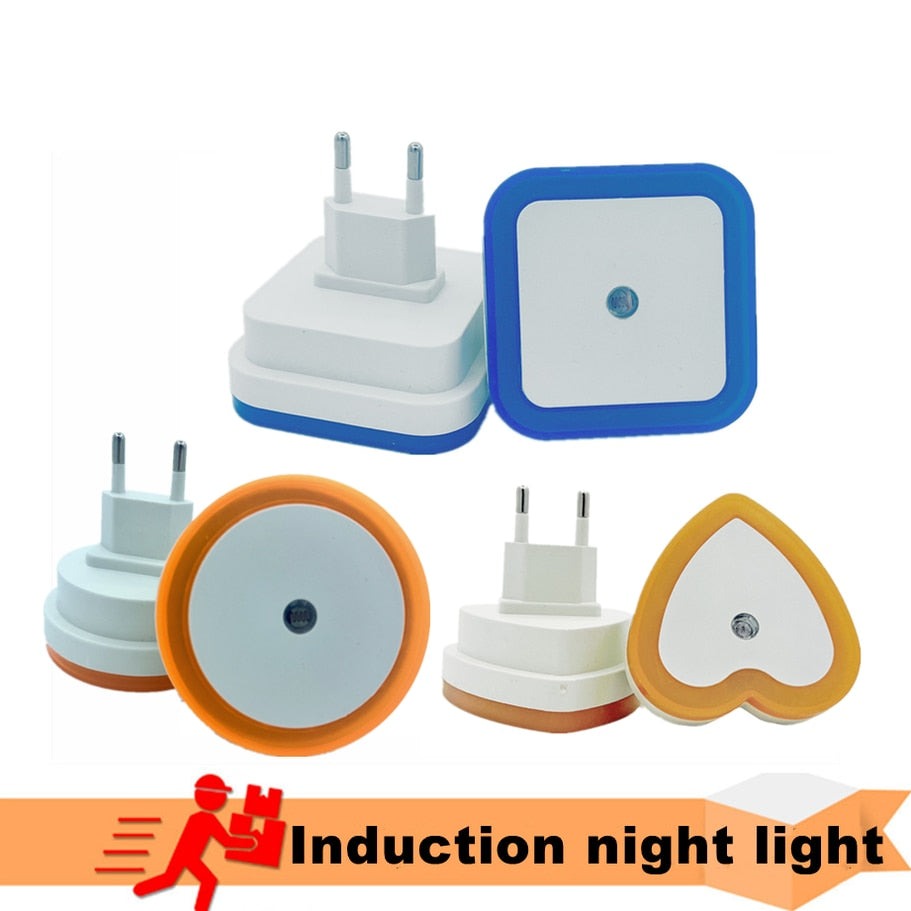 Mini LED Night Light EU/US Plug in Dusk to Dawn Sensor Wall Nights Lamp Square for Bedroom Hallway Stairs Corridor 85V-265V