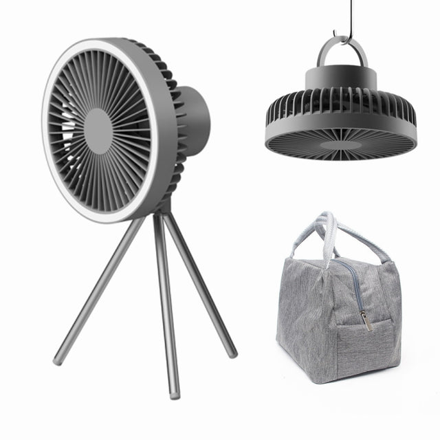 10000mAh USB Tripod Camping Fan With Power Bank Light Rechargeable Desktop Portable Circulator Wireless Ceiling Electric Fan