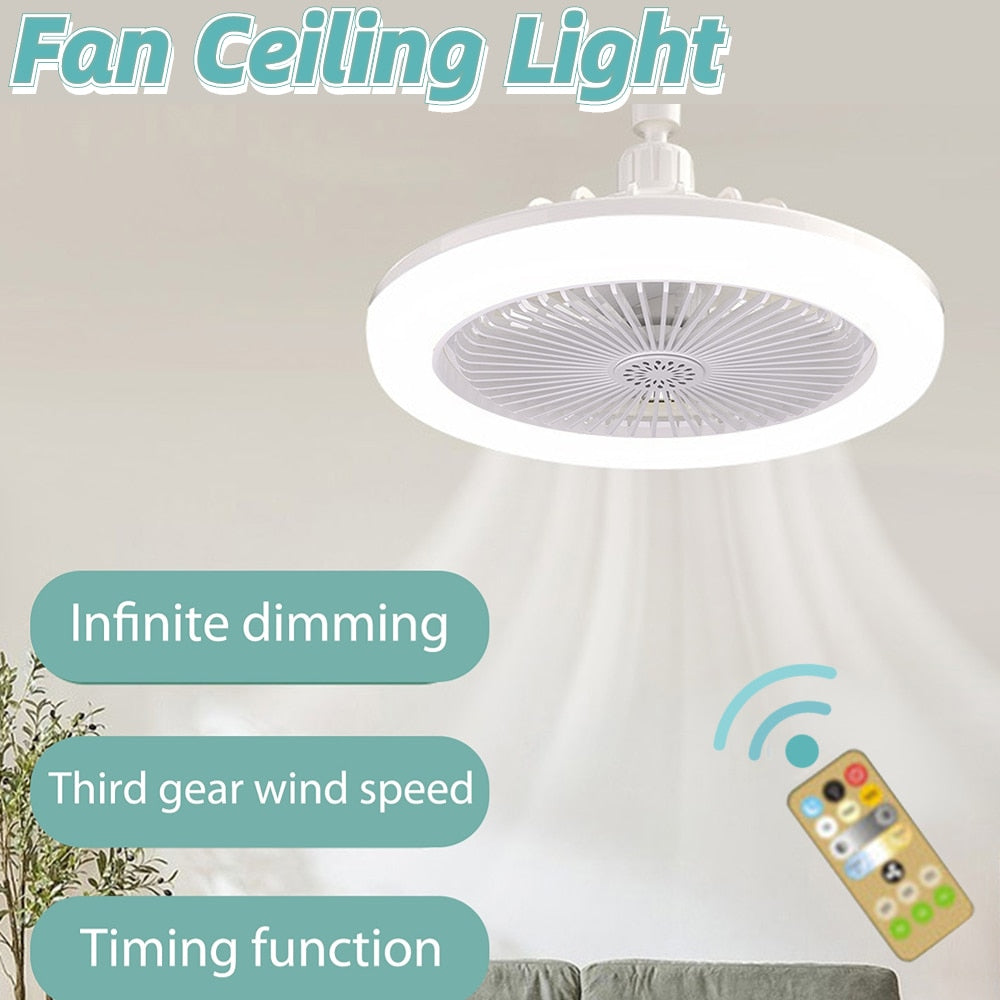 E27 Ceiling Fan with Lights LED Fan Light Ceiling Light with Fan Electric Aroma Fan with Remote Control Bedroom Living Room Deco