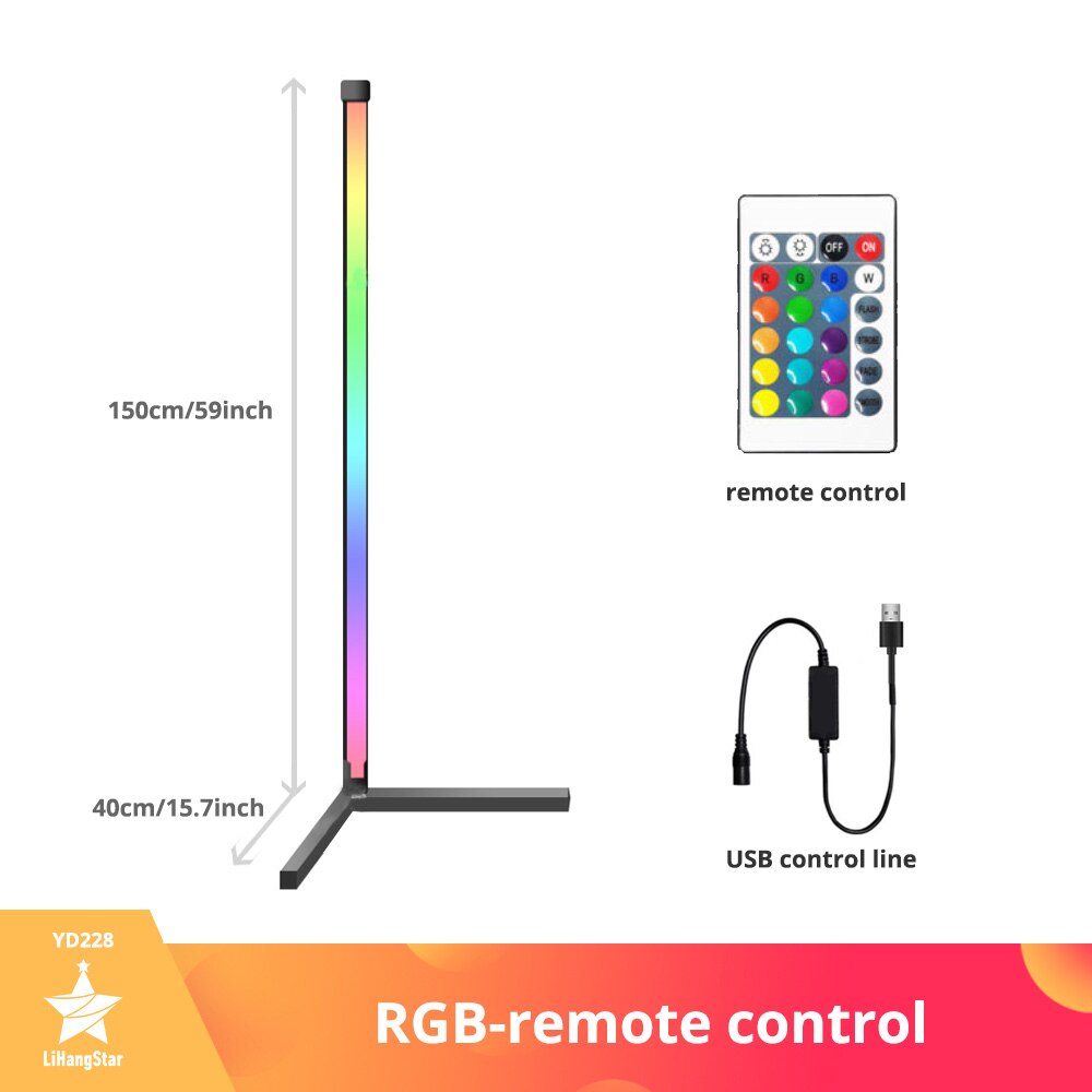 RGB LED Floor Lamp Bedroom Bedside Decoration Corner Floor Lamp WIFI Bluetooth App and Remote Control Indoor Atmosphere Lamp