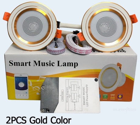 LED Smart Music Lamp Intelligent Background Music Light Ceiling Speakers With Adjusted Lights Smart Bluetooth Downlight Speaker