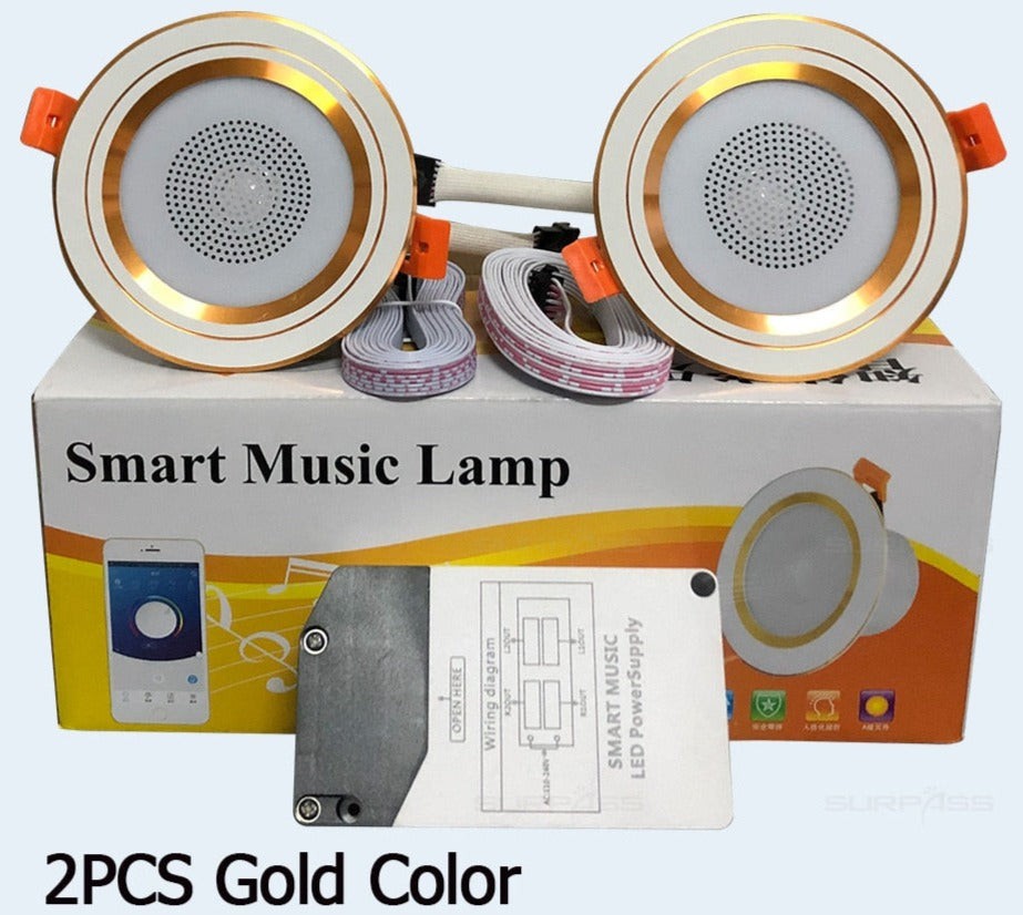 LED Smart Music Lamp Intelligent Background Music Light Ceiling Speakers With Adjusted Lights Smart Bluetooth Downlight Speaker