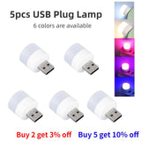 5pcs Mini USB Plug Lamp 5V Super Bright Eye Protection Book Light Computer Mobile Power Charging USB Small Round LED Night Light