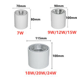 High Quality Rotating LED Downlight COB Surface Mounted Ceiling Lamp Chip 24W20W18W15W12W9W Adjustable Spot Light AC90-260V