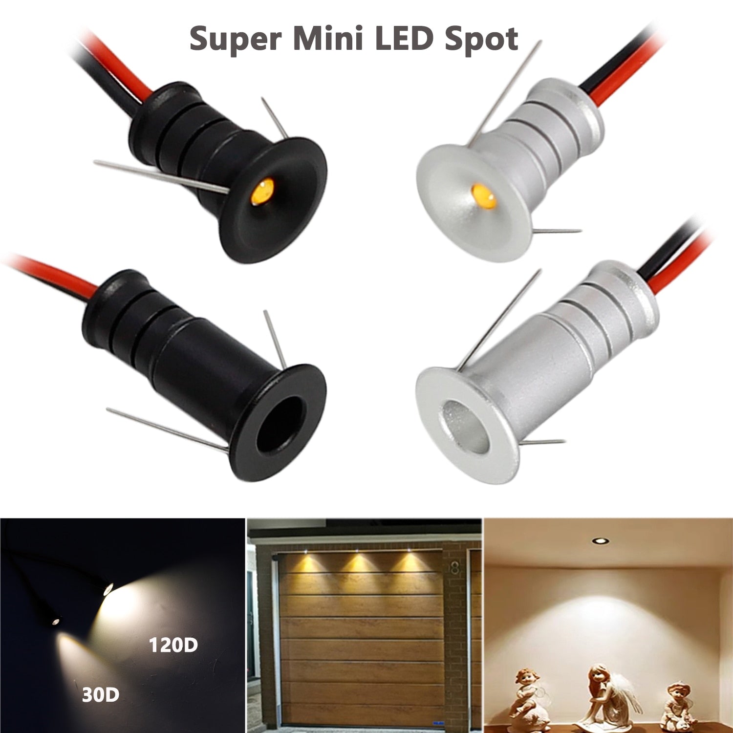 Small Spot Light 0.5W Mini LED Spotlight 12V Dimmable 10mm Cutout Recessed Downlight Ceiling Lamp Showcase Display Lighting