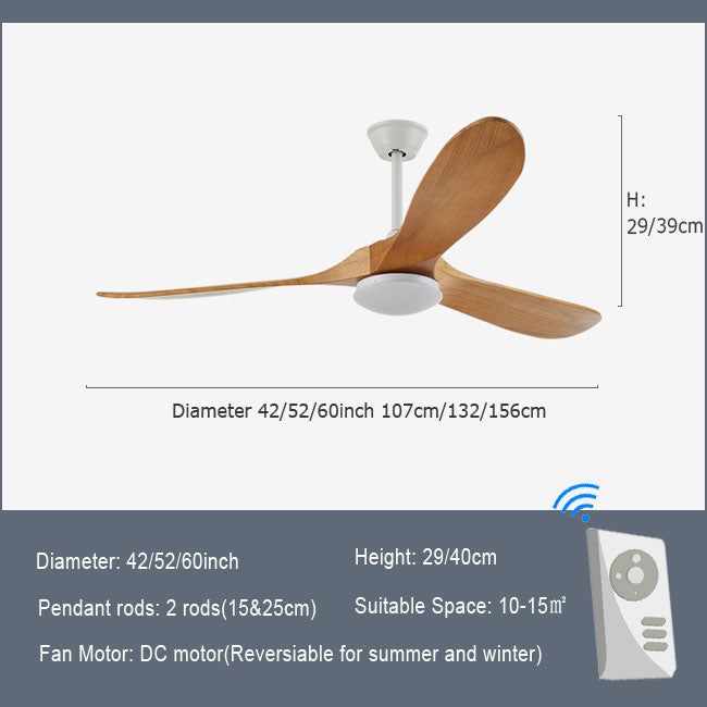 Luxury Natural Wooden Ceiling Fan Home Decorative Pendant Fan With Lamp Reversible Motor Suitable for Summer and Winter