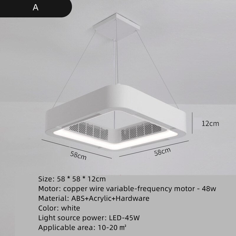 LED Ceiling Fans Lamp Nordic Invisible Bladeless Circulator Bedroom Living Room Dining Bedroom Fan Ventiladores De Techo