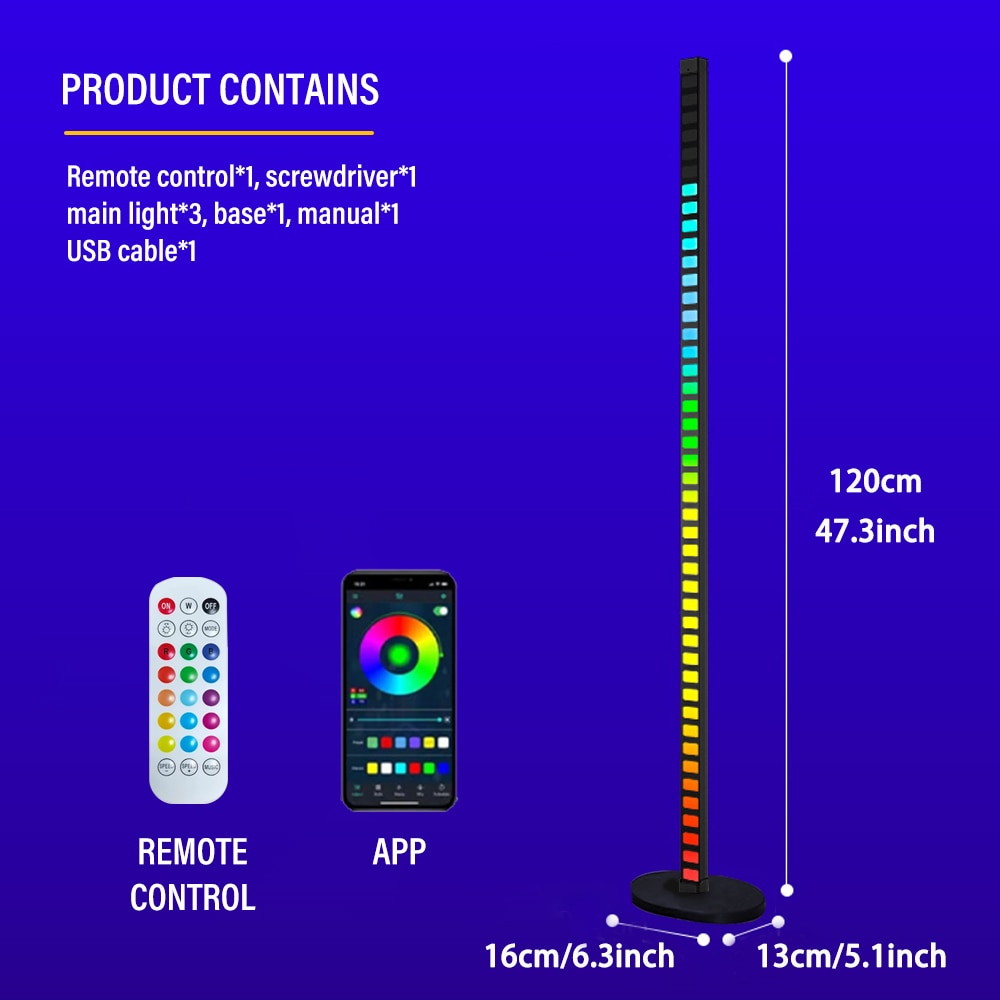 Bluetooth LED Floor Lamp RGBIC Music Synchronized Turn Corner Floor Lamp APP Remote Control Bedroom Game Room Party Decoration