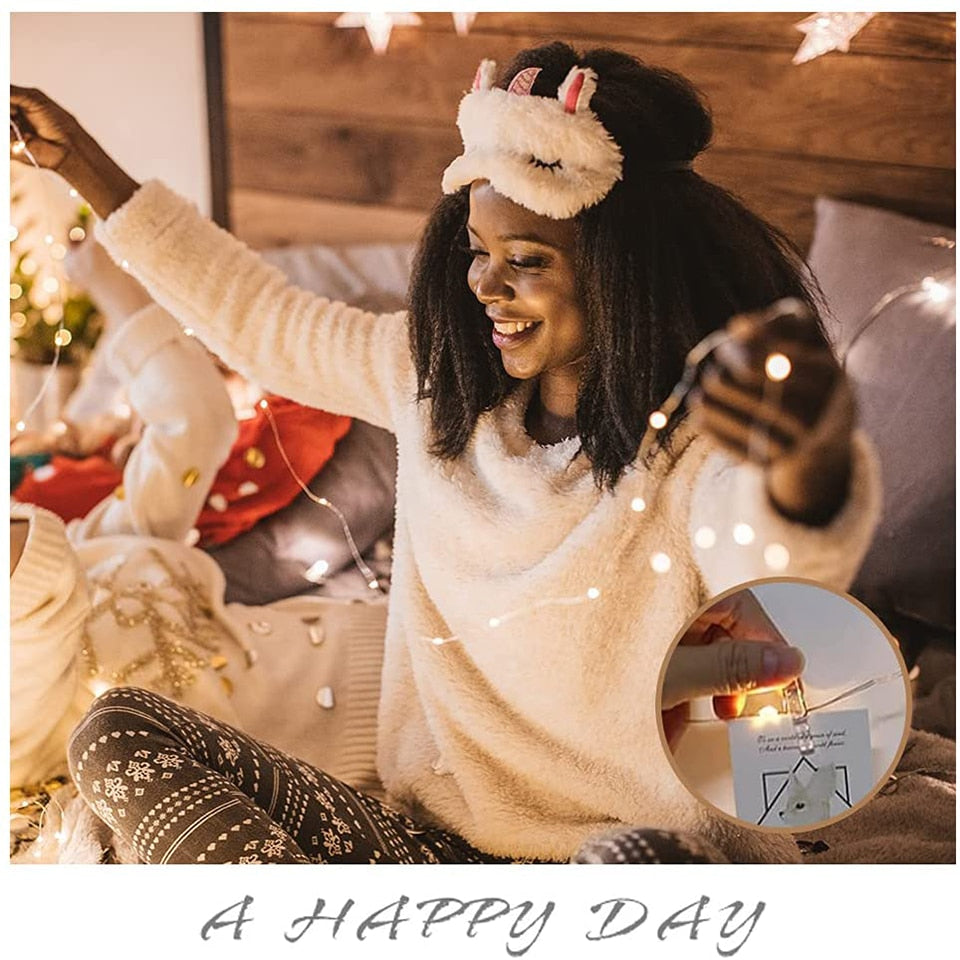 LED String Lights Photo Clip USB Battery Operated Garland Fairy Lamp Christmas Decoration Holiday Party Wedding Xmas Lighting