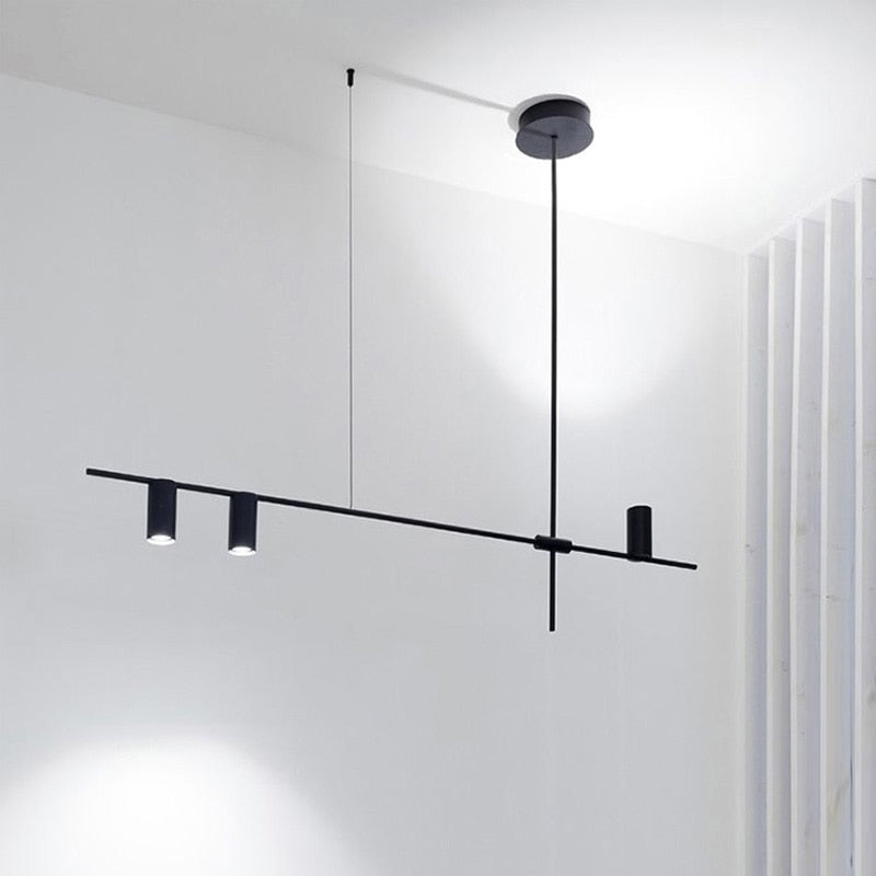 Nordic Modern Longer Chandelier Dining Table Fixtures Black Pendant Lights Restaurant Bar Kitchen Decor Living Room Hanging Lamp