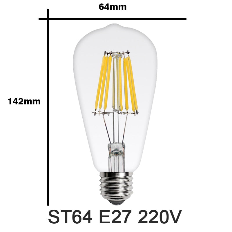 2Pcs E27 E14 Retro LED Edison Bulb 220V Light Bulb C35 A60 ST64 G45 G80 G95 Vintage LED Filament Lamp Glass Bulb Candle Light