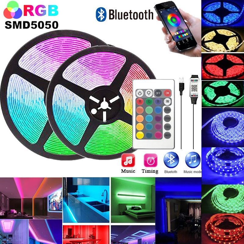 LED Strip Light TV Desktop Screen Backlight Lamp Tape SMD5050 Bluetooth App Control 5V USB Color Changing Lights for Room Decors