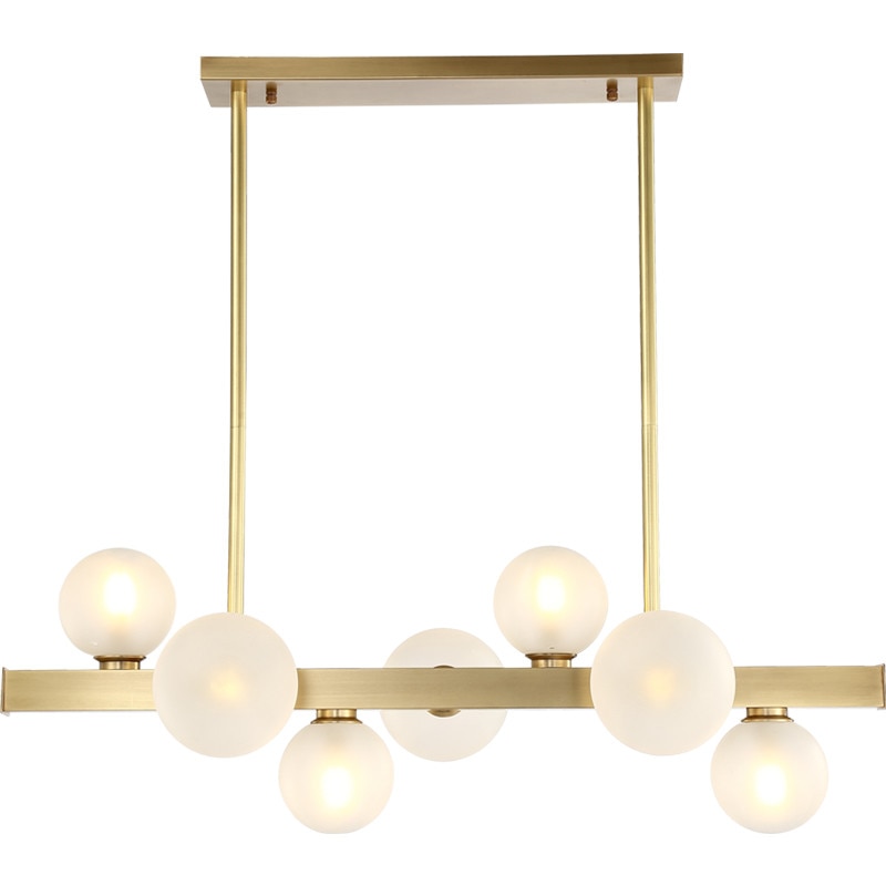 New All Copper Chandelier Modern Nordic7-9-12 Lights White Glass Ball Table Restaurant Strip Hanging Lamp Pendant Drop Lighting